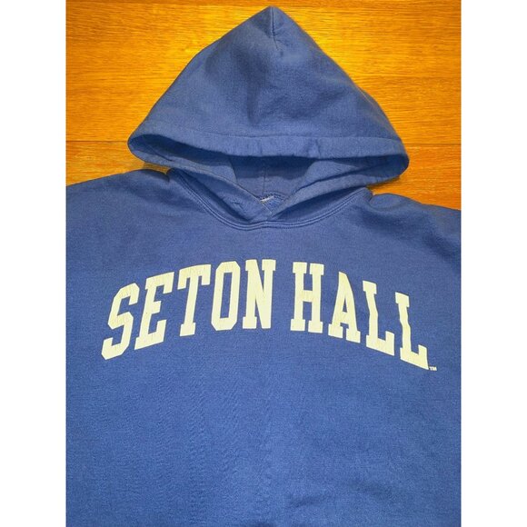 Seton Hall Blue Hoodie Sweatshirt Large Cotton Blend Unisex Pullover - Picture 2 of 3